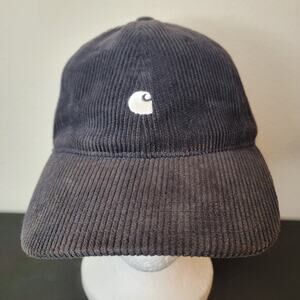 Carhartt WIP Hat Adult Black Corduroy Work In Progress Harlem Cap Strapback Work